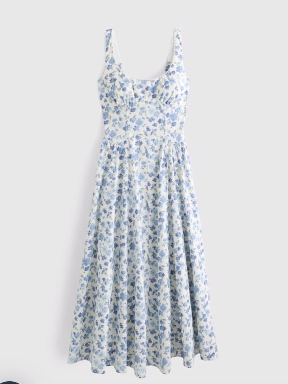 Abercrombie & Fitch White and Blue Floral Midi Dress - Picture 4 of 9